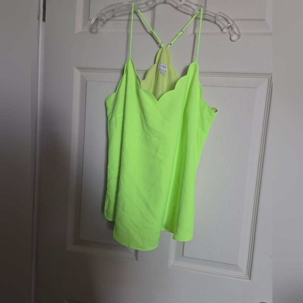 J. Crew Vibrant Lime Scalloped Camisole 8 - Picture 4 of 9